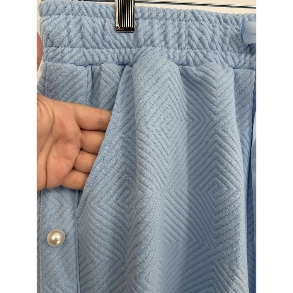 Simply Southern NWT XL Blue 2 Pc Lounge Set Pearl Rhinestone Top Wide Leg Pants - Picture 11 of 16